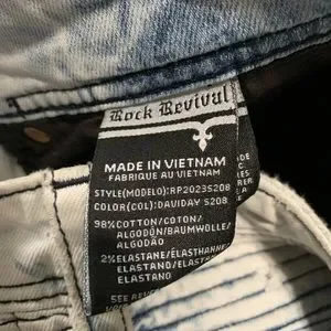 Rock Revival Daviday S208 Men's Motorcycle Jeans - Skinny Fit, Tie-Dye Blue, Zipper Details - View #2